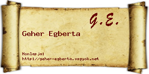 Geher Egberta névjegykártya